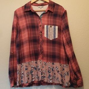 John Mark top, Medium, 60/40 cotton/rayon blend, Rose Red